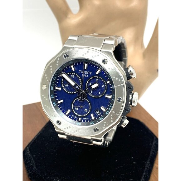 Tissot Men's Watch T-Race Swiss Quartz Chronograph 45mm Blue Dial T1414171104100 - Picture 1 of 16